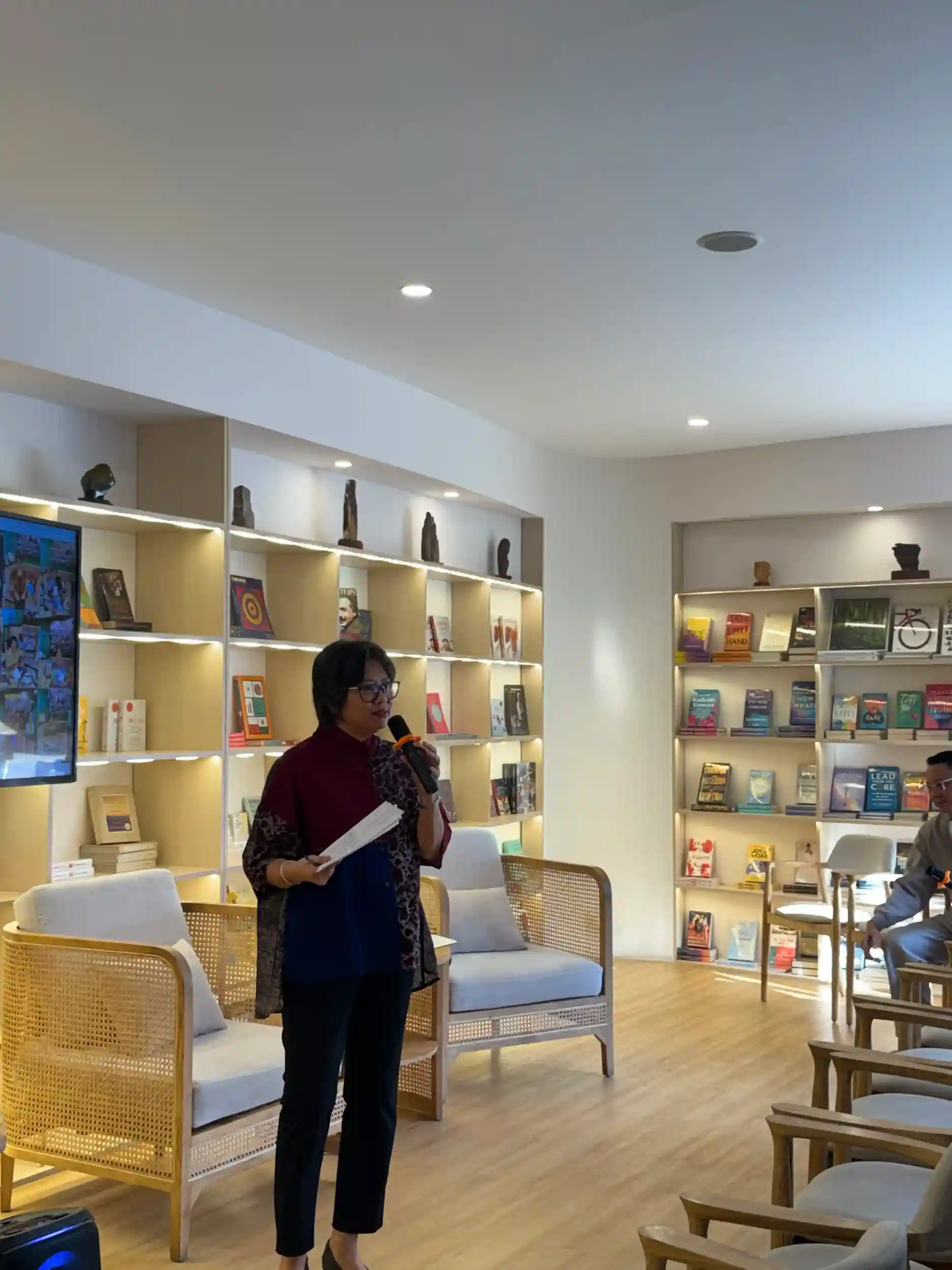 A quiet moment from a reading gathering